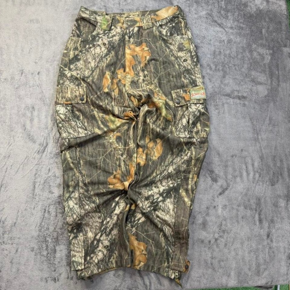 Vintage Camouflage Cargo Pants Mens Large Mossy Oak Camo Hunting Fleece